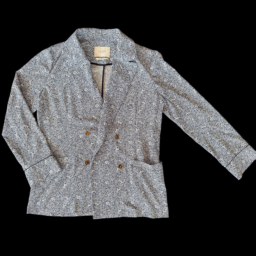 Scotch & Soda Blue White and Navy Double Breasted Blazer Women’s XL